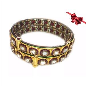2 Minakari Minaar Enamel Diamond Bangle Bracelets